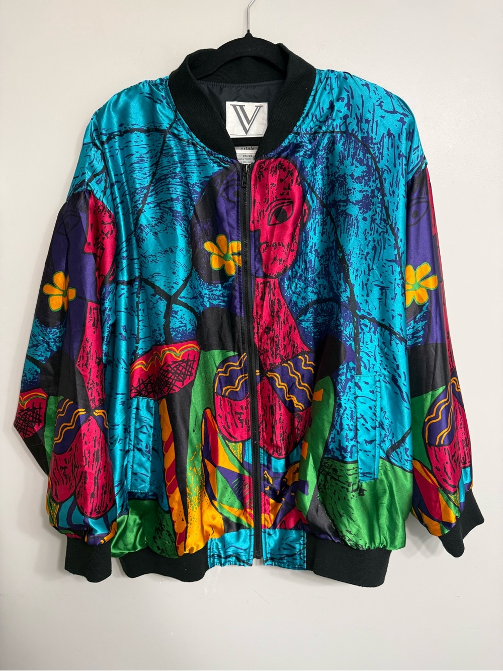 Rare Vintage Venezia Vitale Abstract Art Bomber Jacket